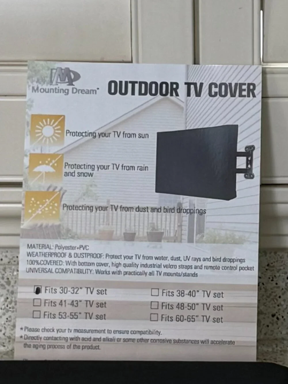 NEW Black Mounting Dream TV Cover Weatherproof Fits 30-32